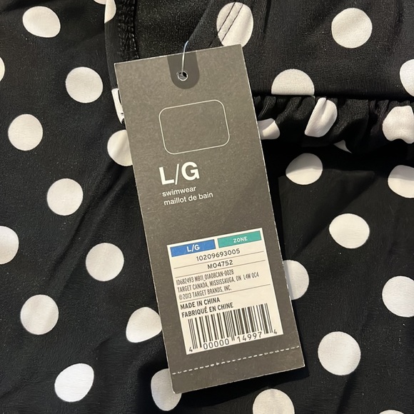 NWT Mossimo strapless polka dot tankini- large - Picture 3 of 3